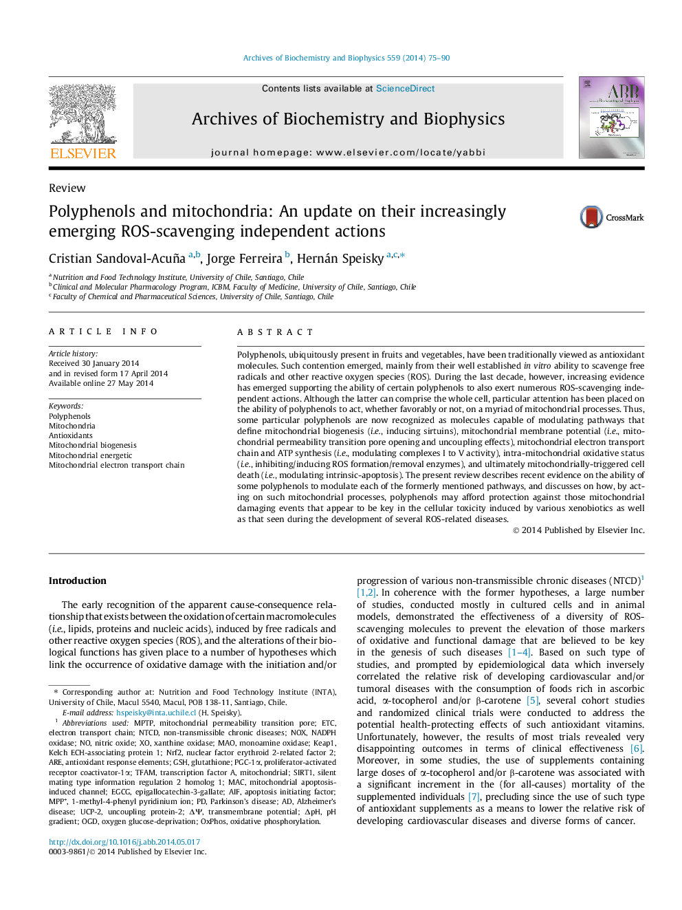 Polyphenols and mitochondria: An update on their increasingly emerging ROS-scavenging independent actions