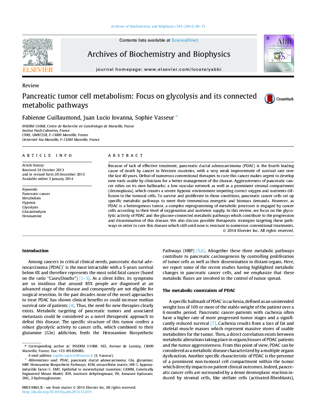 Pancreatic tumor cell metabolism: Focus on glycolysis and its connected metabolic pathways