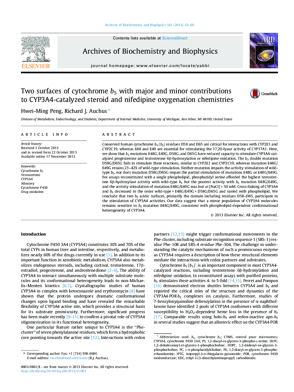 Two surfaces of cytochrome b5 with major and minor contributions to CYP3A4-catalyzed steroid and nifedipine oxygenation chemistries