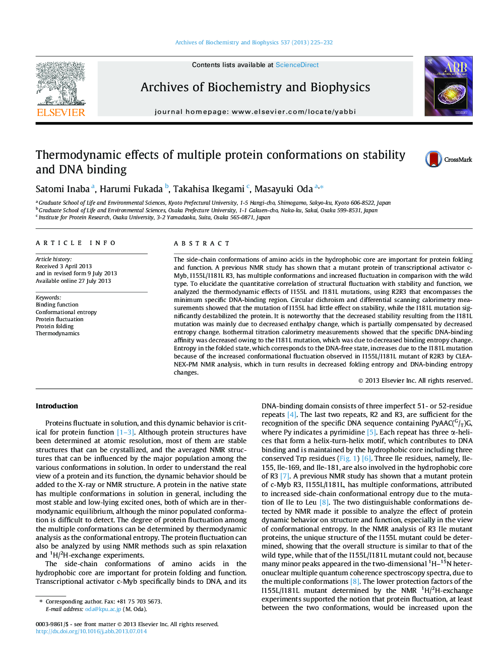 Thermodynamic effects of multiple protein conformations on stability and DNA binding