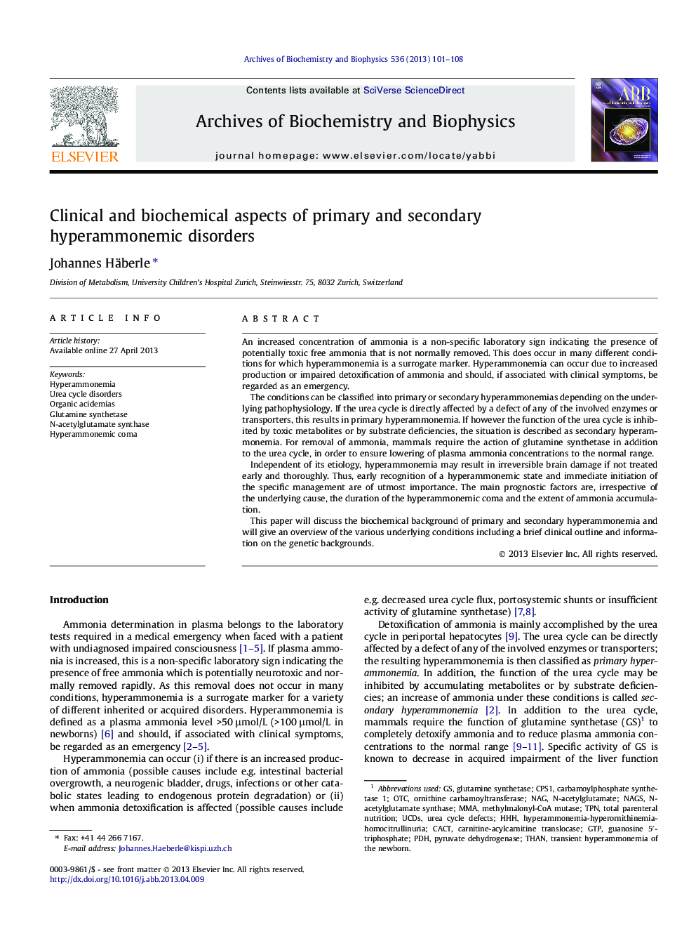 Clinical and biochemical aspects of primary and secondary hyperammonemic disorders