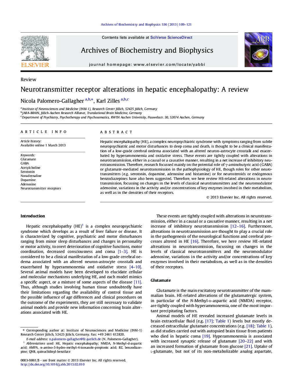 Neurotransmitter receptor alterations in hepatic encephalopathy: A review