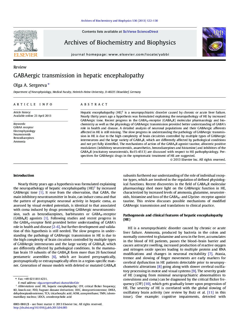 GABAergic transmission in hepatic encephalopathy