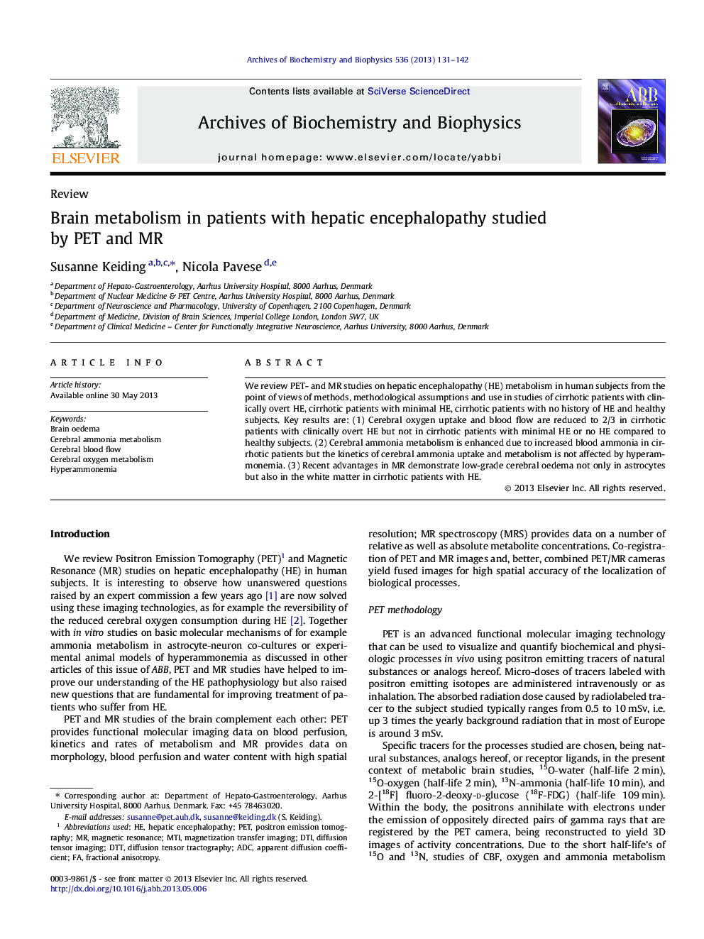 Brain metabolism in patients with hepatic encephalopathy studied by PET and MR