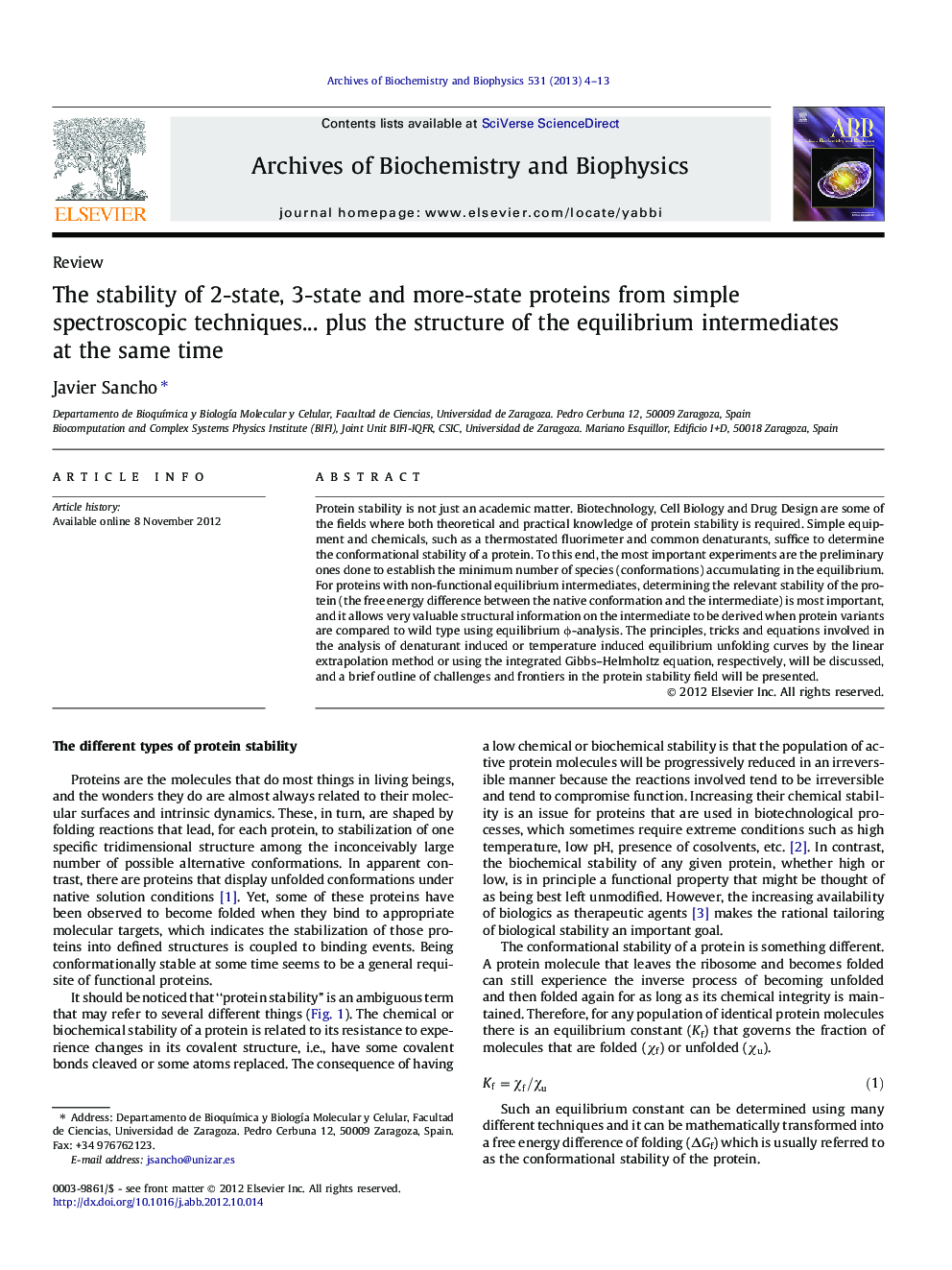 The stability of 2-state, 3-state and more-state proteins from simple spectroscopic techniques... plus the structure of the equilibrium intermediates at the same time