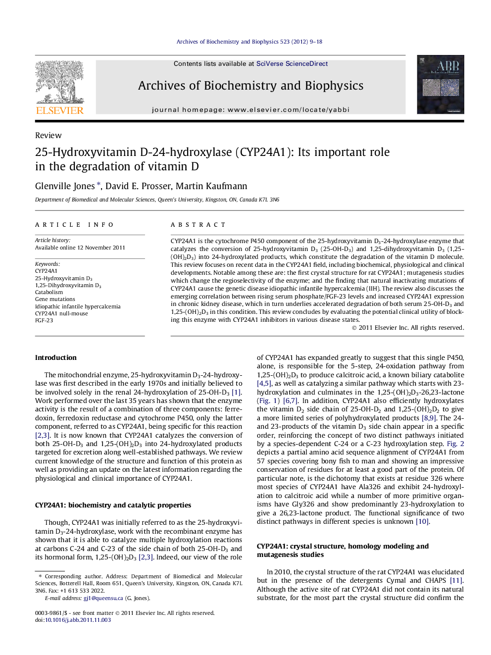 25-Hydroxyvitamin D-24-hydroxylase (CYP24A1): Its important role in the degradation of vitamin D