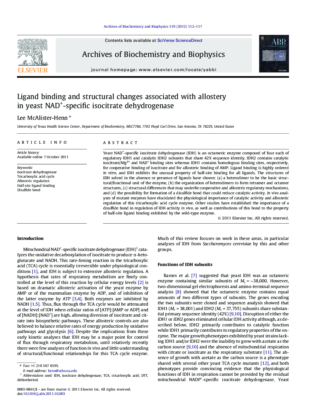 Ligand binding and structural changes associated with allostery in yeast NAD+-specific isocitrate dehydrogenase