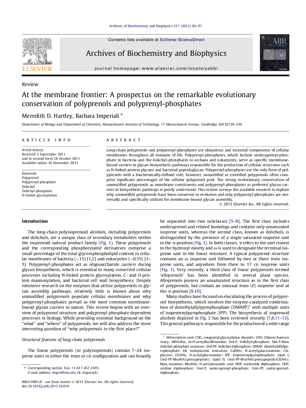 At the membrane frontier: A prospectus on the remarkable evolutionary conservation of polyprenols and polyprenyl-phosphates