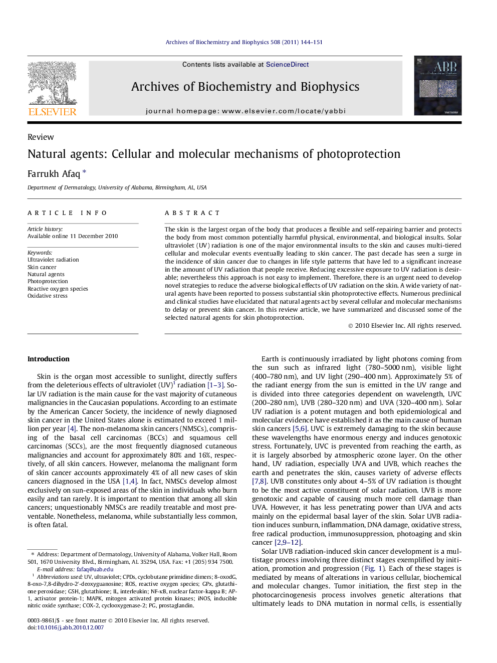 Natural agents: Cellular and molecular mechanisms of photoprotection