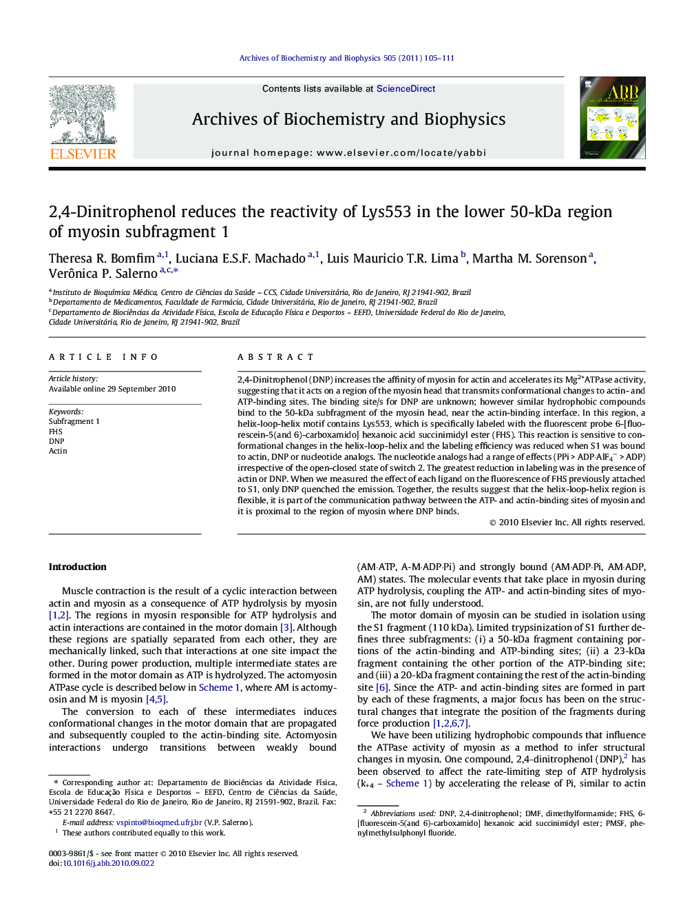 2,4-Dinitrophenol reduces the reactivity of Lys553 in the lower 50-kDa region of myosin subfragment 1