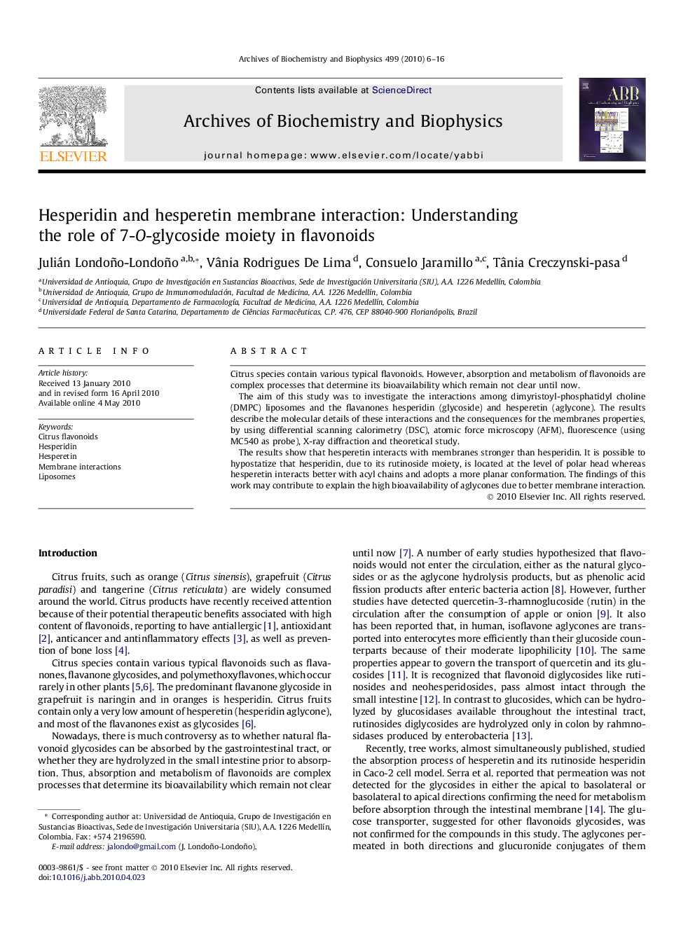 Hesperidin and hesperetin membrane interaction: Understanding the role of 7-O-glycoside moiety in flavonoids