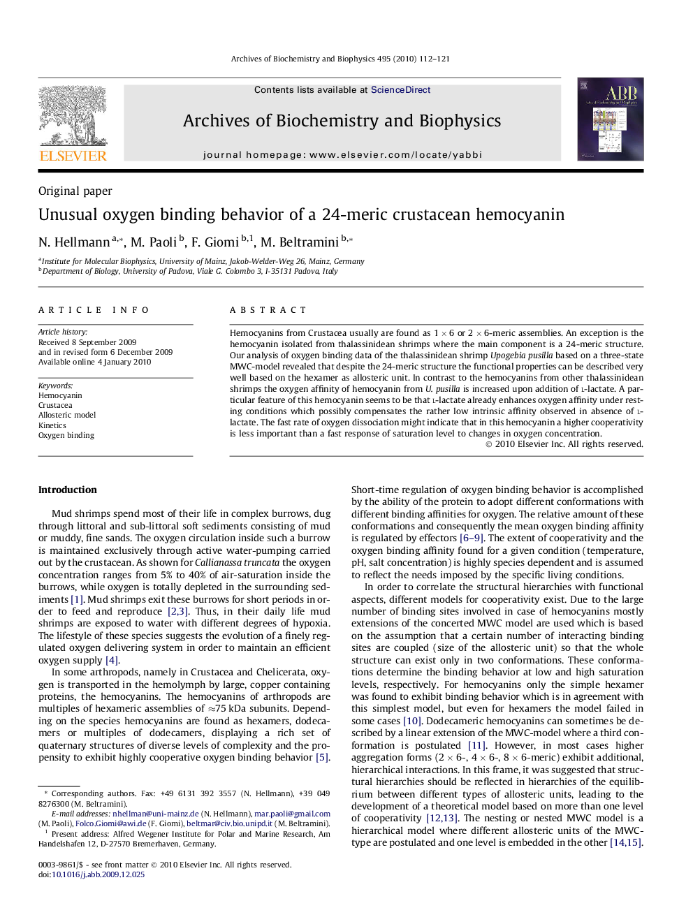 Unusual oxygen binding behavior of a 24-meric crustacean hemocyanin