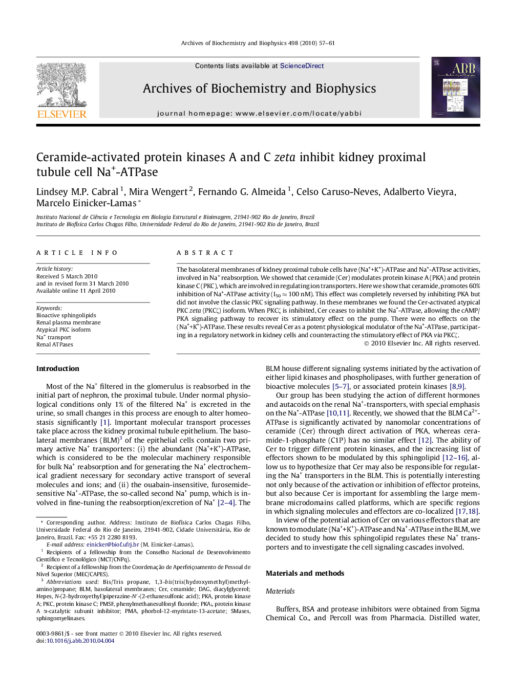 Ceramide-activated protein kinases A and C zeta inhibit kidney proximal tubule cell Na+-ATPase