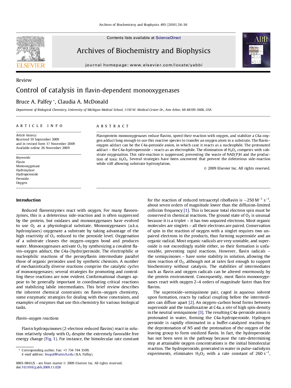 Control of catalysis in flavin-dependent monooxygenases