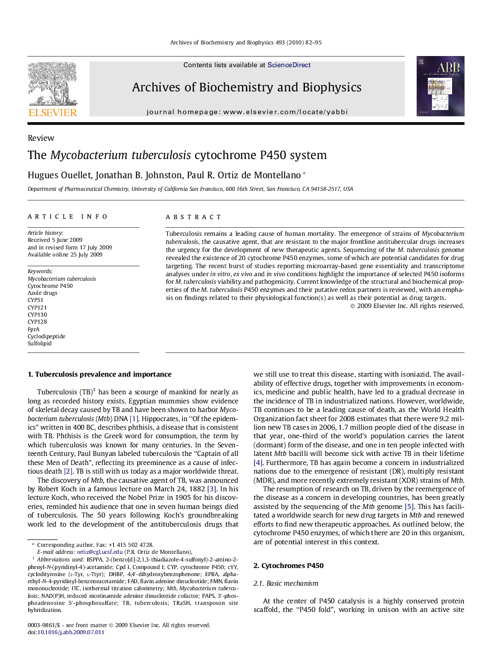 The Mycobacterium tuberculosis cytochrome P450 system