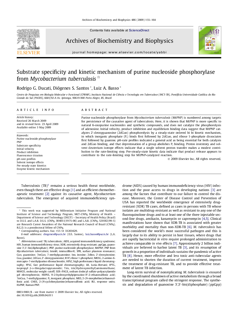 Substrate specificity and kinetic mechanism of purine nucleoside phosphorylase from Mycobacterium tuberculosis 