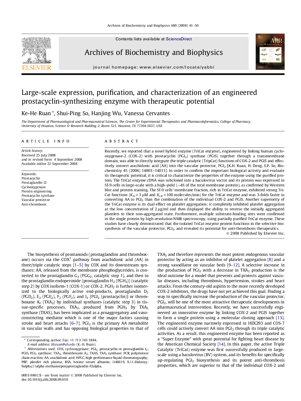 Large-scale expression, purification, and characterization of an engineered prostacyclin-synthesizing enzyme with therapeutic potential