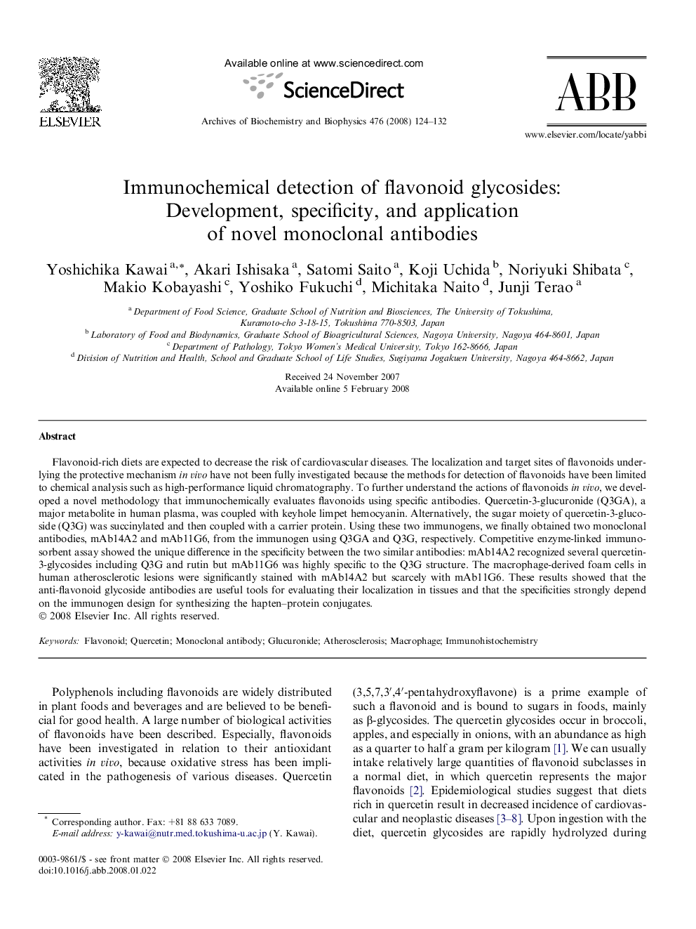 Immunochemical detection of flavonoid glycosides: Development, specificity, and application of novel monoclonal antibodies