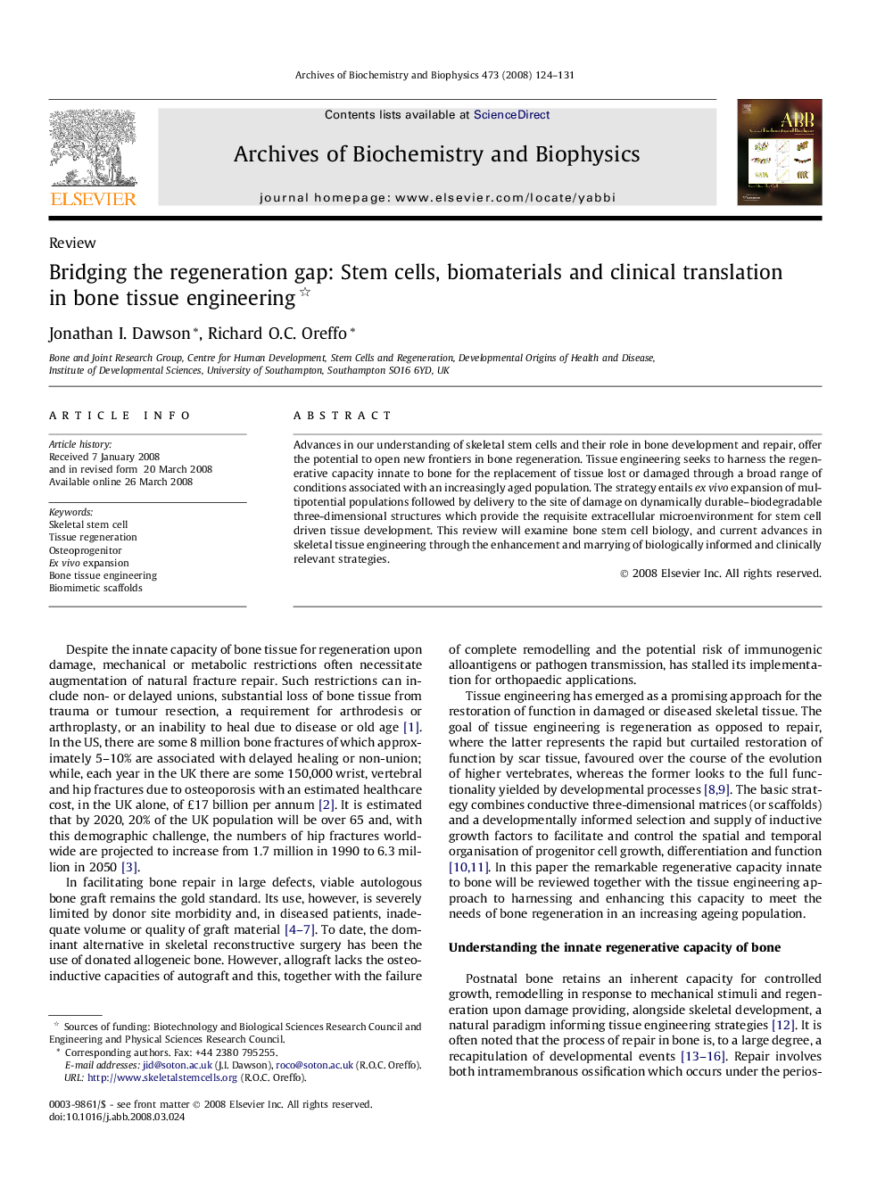 Bridging the regeneration gap: Stem cells, biomaterials and clinical translation in bone tissue engineering