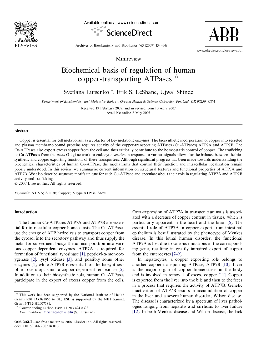 Biochemical basis of regulation of human copper-transporting ATPases