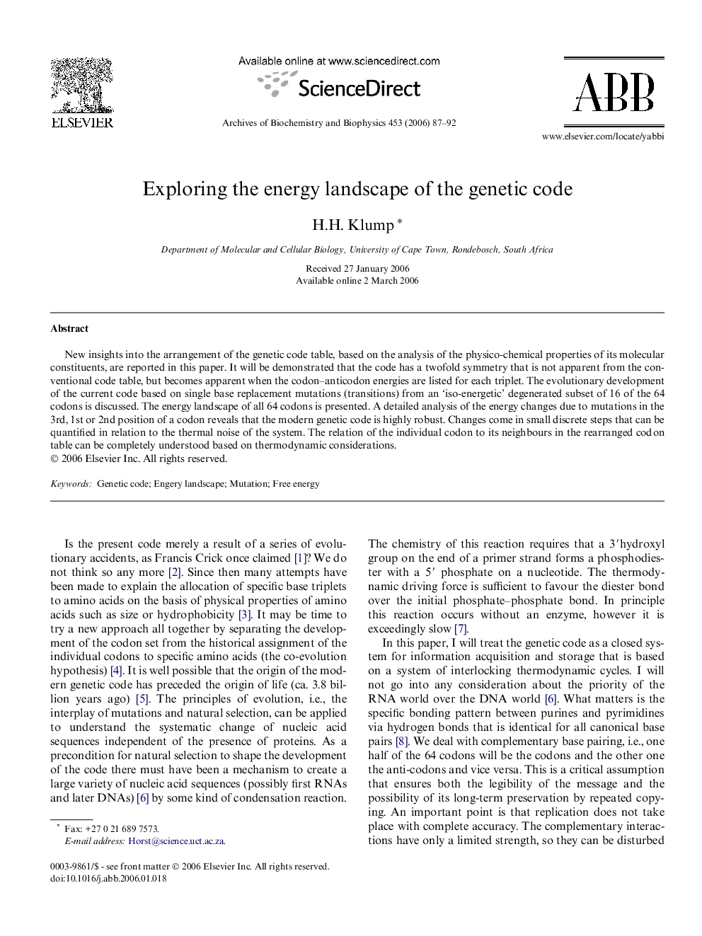 Exploring the energy landscape of the genetic code