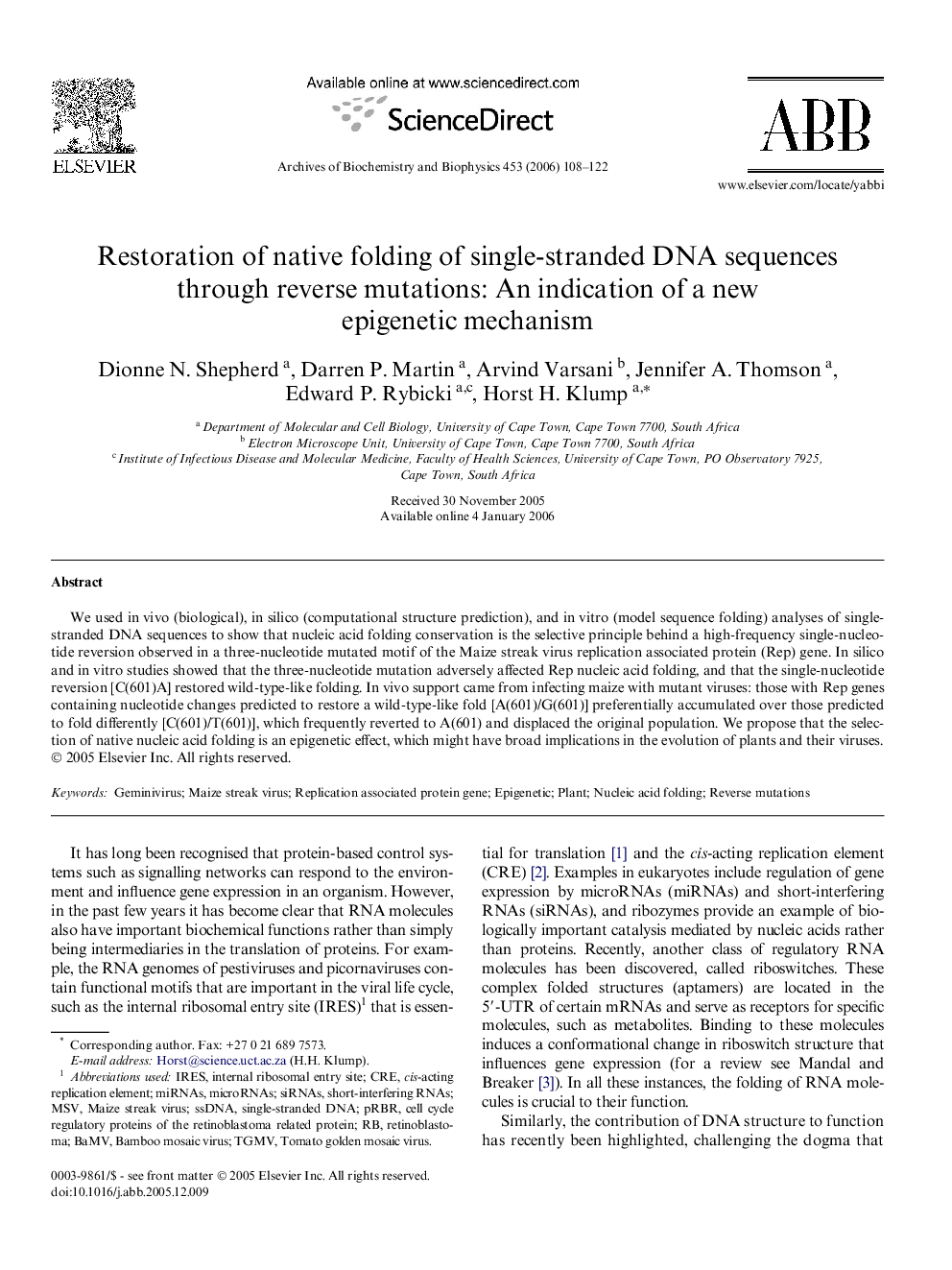 Restoration of native folding of single-stranded DNA sequences through reverse mutations: An indication of a new epigenetic mechanism