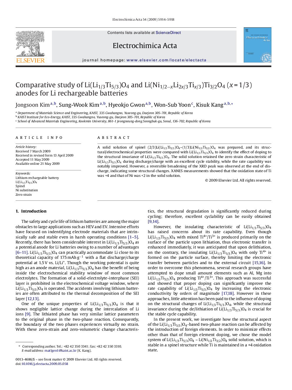 Comparative study of Li(Li1/3Ti5/3)O4 and Li(Ni1/2−xLi2x/3Tix/3)Ti3/2O4 (x = 1/3) anodes for Li rechargeable batteries