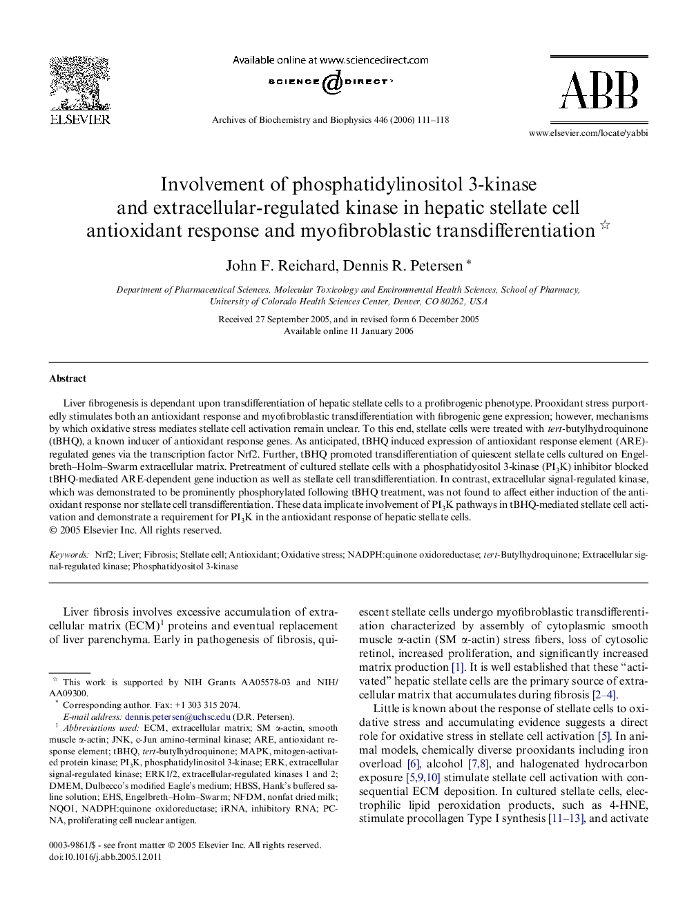 Involvement of phosphatidylinositol 3-kinase and extracellular-regulated kinase in hepatic stellate cell antioxidant response and myofibroblastic transdifferentiation