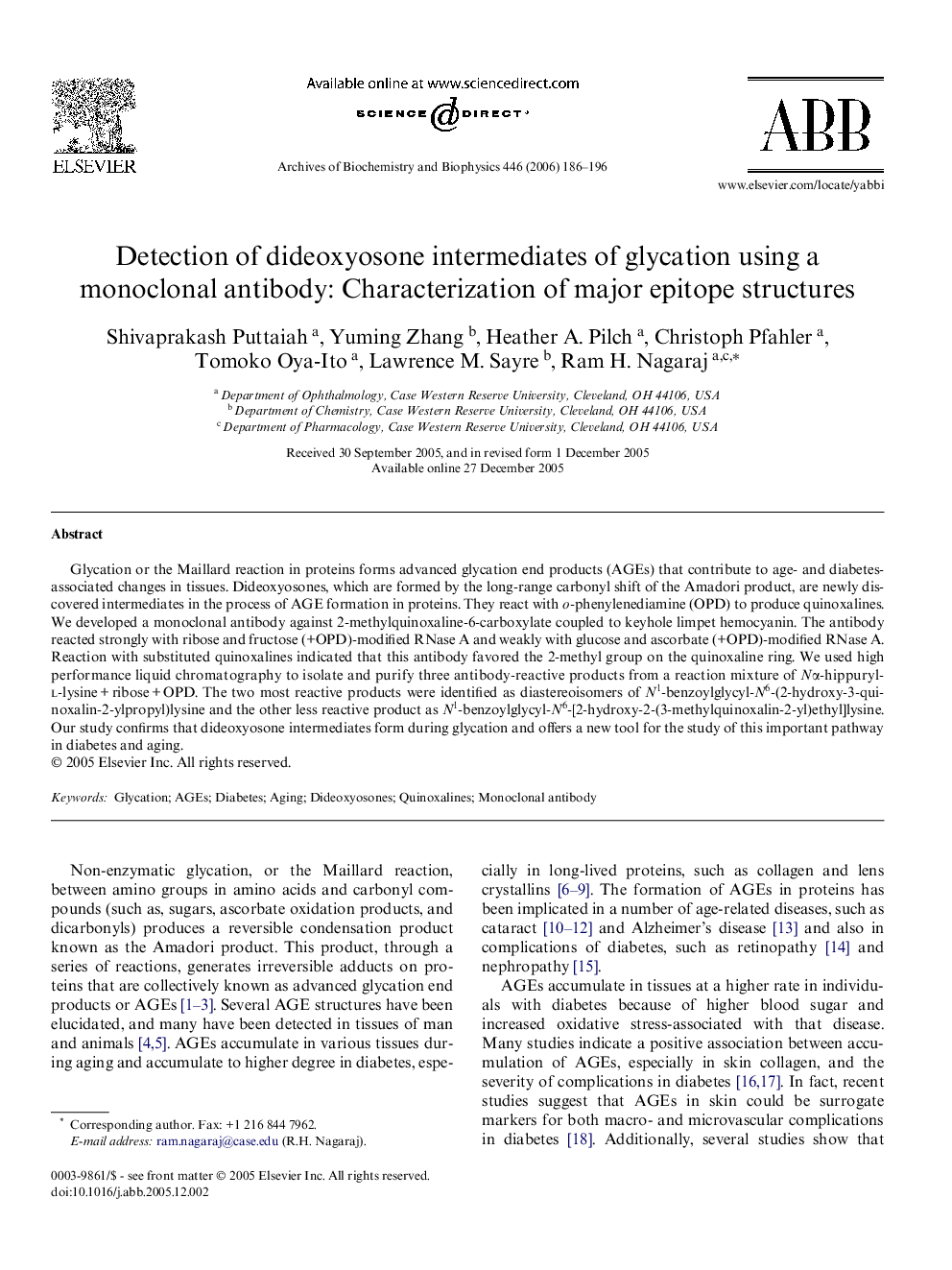 Detection of dideoxyosone intermediates of glycation using a monoclonal antibody: Characterization of major epitope structures