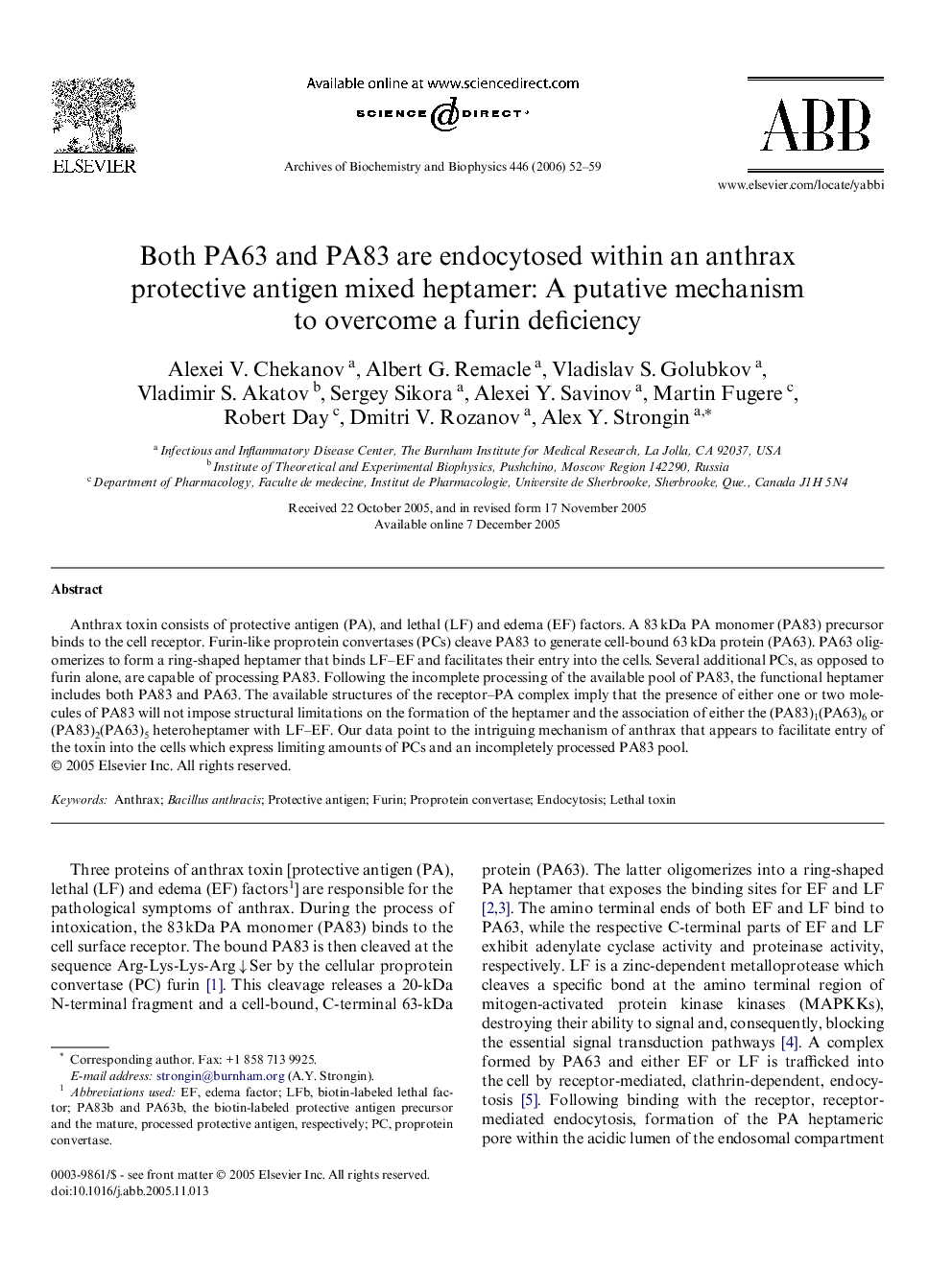 Both PA63 and PA83 are endocytosed within an anthrax protective antigen mixed heptamer: A putative mechanism to overcome a furin deficiency