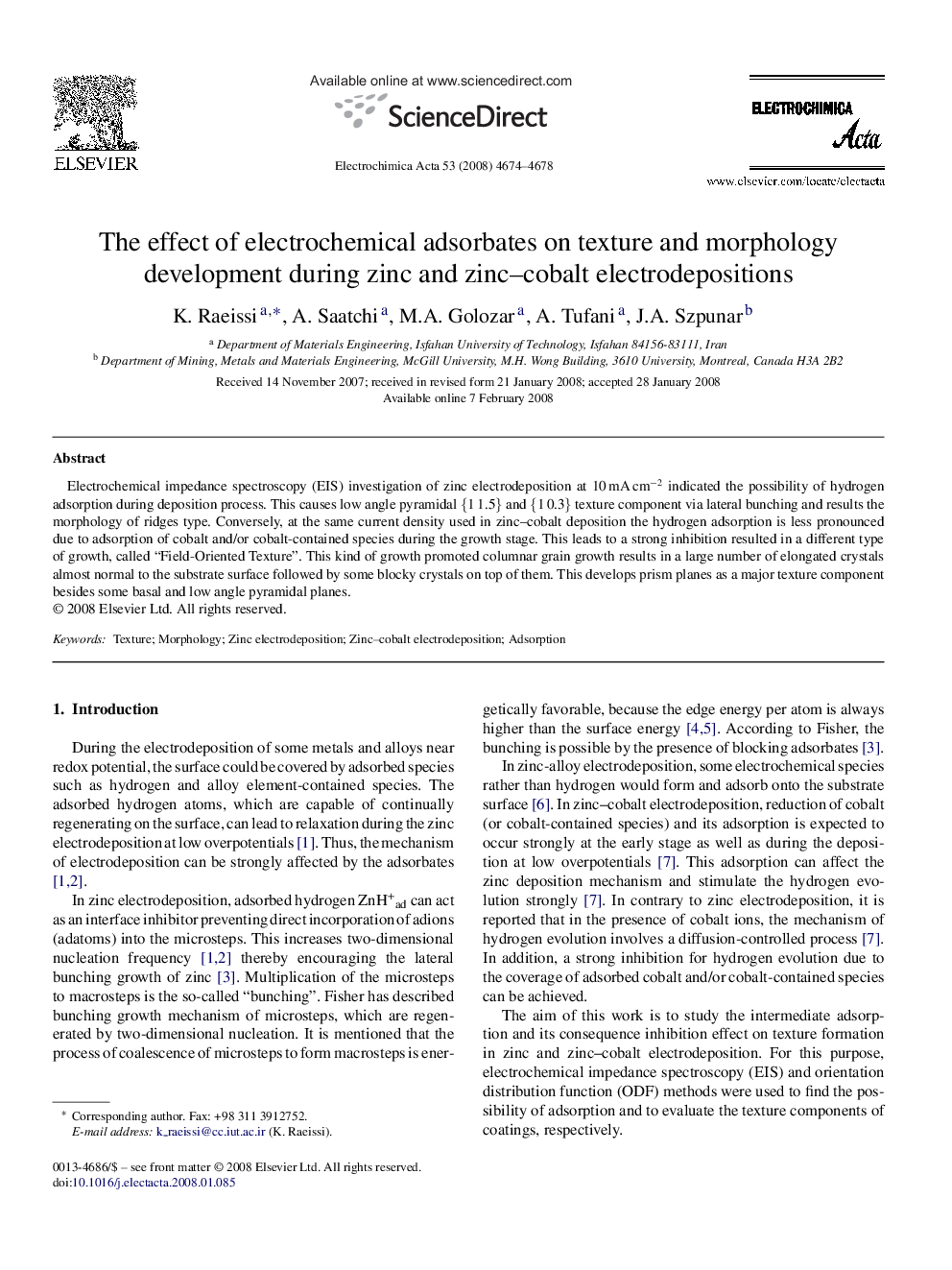 The effect of electrochemical adsorbates on texture and morphology development during zinc and zinc–cobalt electrodepositions