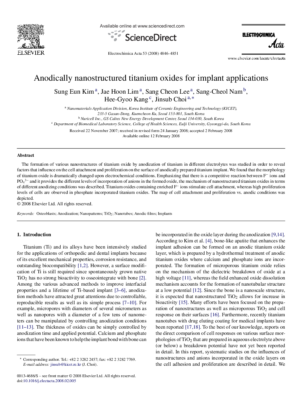 Anodically nanostructured titanium oxides for implant applications