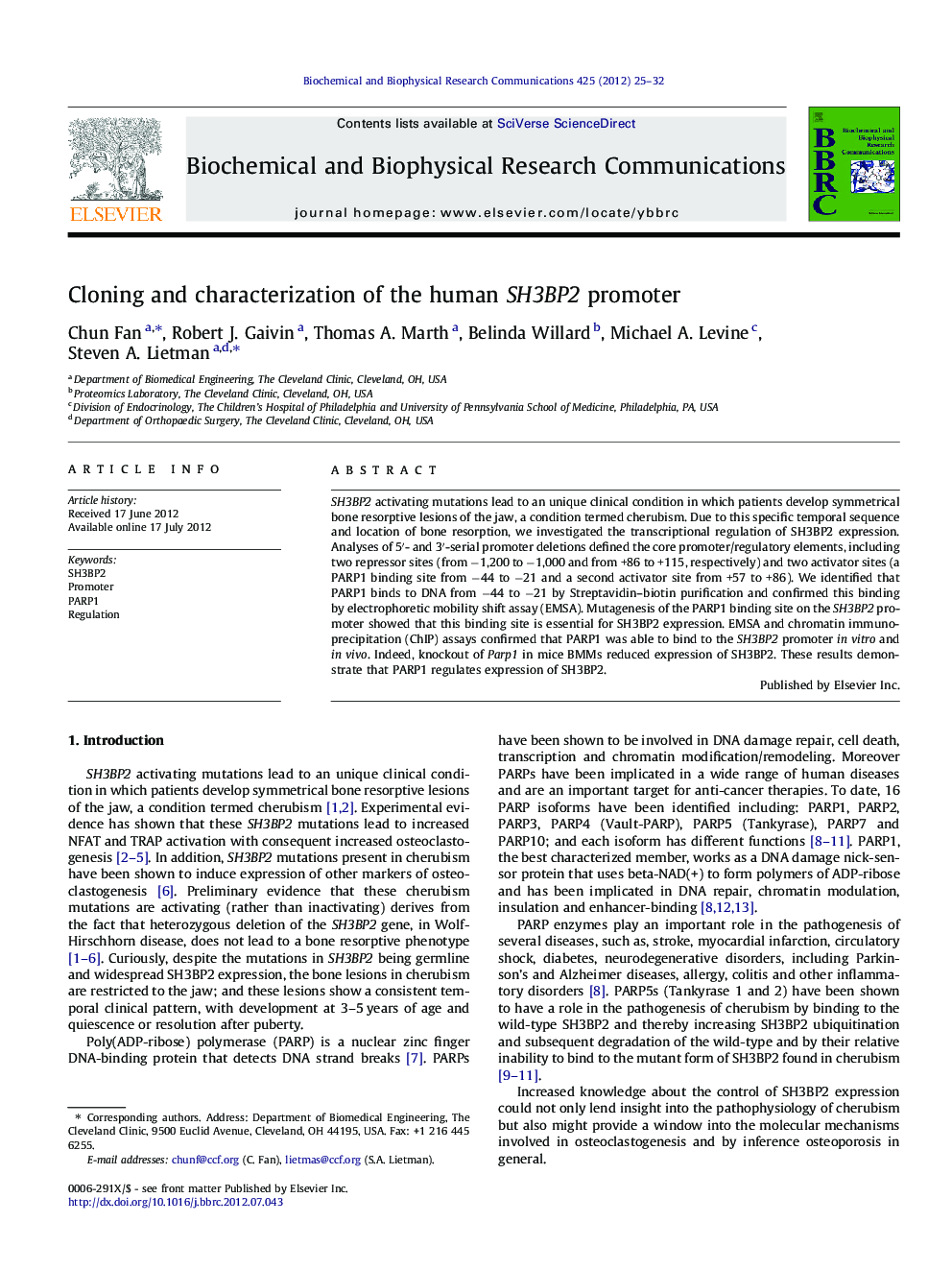 Cloning and characterization of the human SH3BP2 promoter