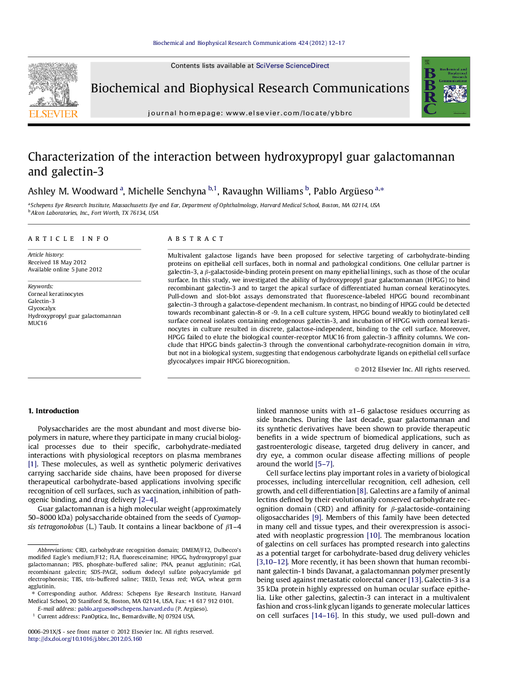 Characterization of the interaction between hydroxypropyl guar galactomannan and galectin-3