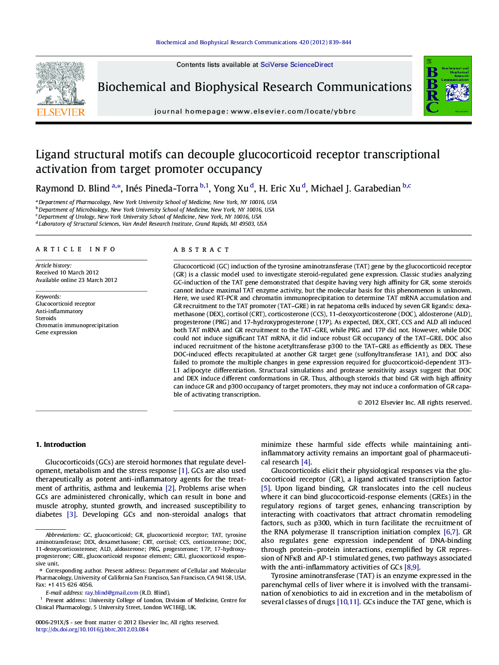 Ligand structural motifs can decouple glucocorticoid receptor transcriptional activation from target promoter occupancy