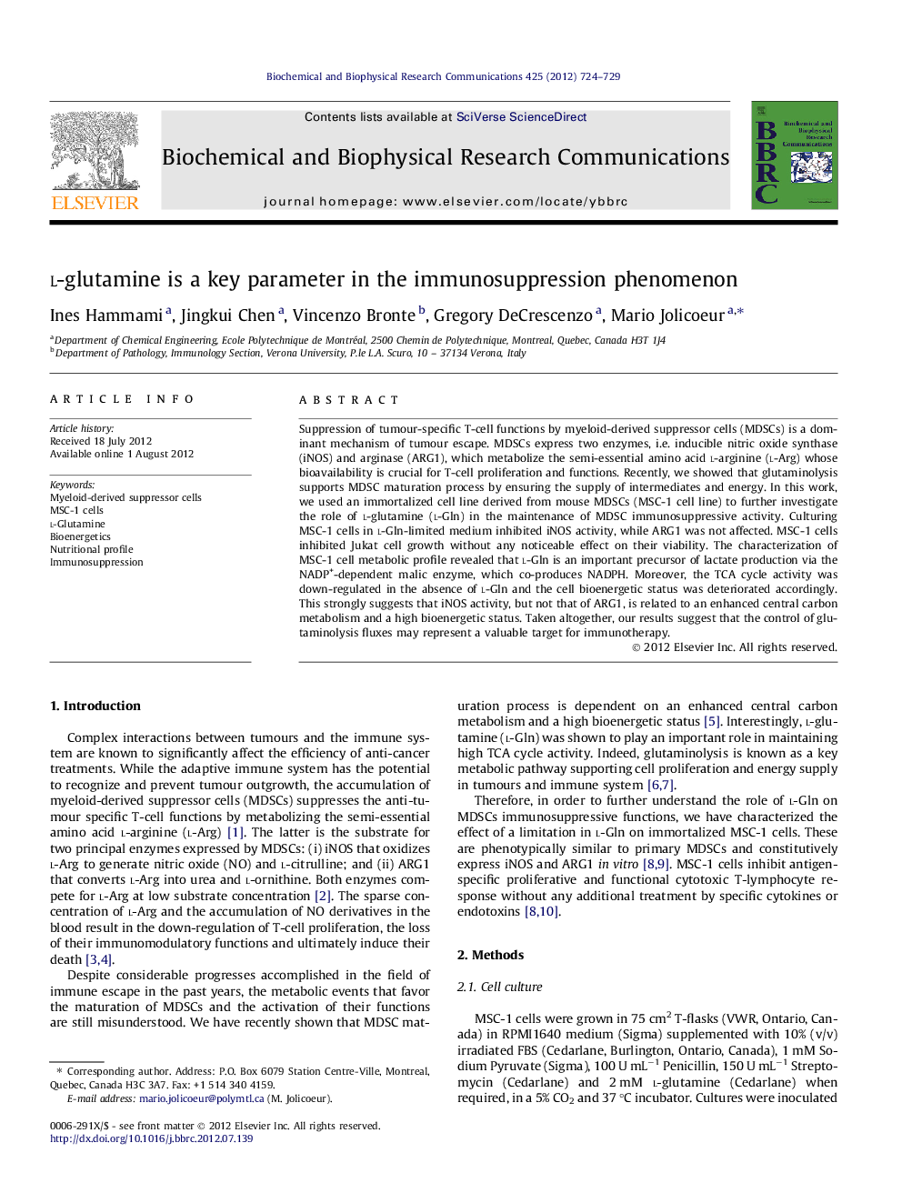 l-glutamine is a key parameter in the immunosuppression phenomenon