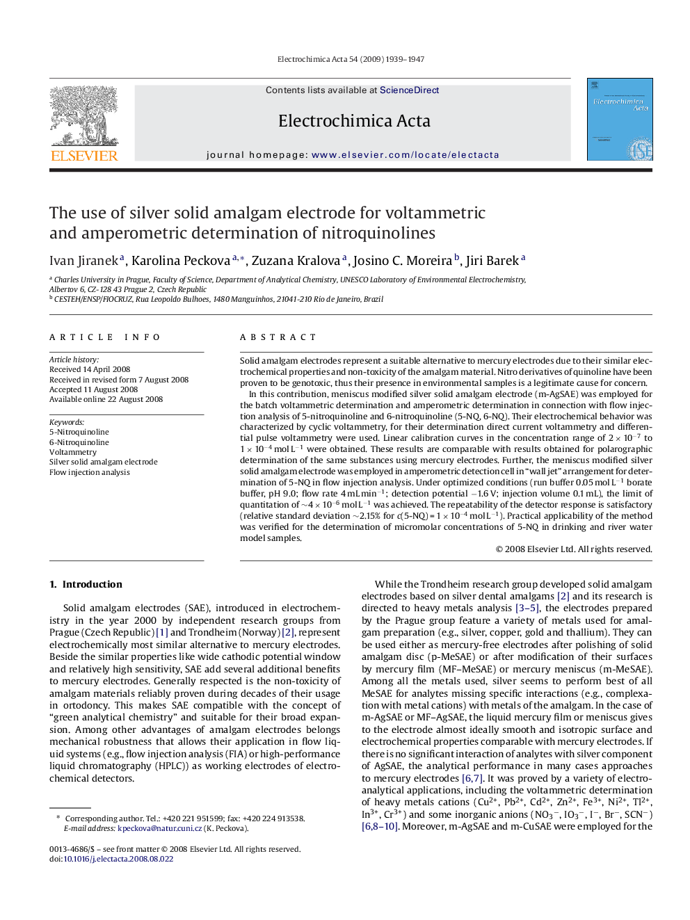 The use of silver solid amalgam electrode for voltammetric and amperometric determination of nitroquinolines