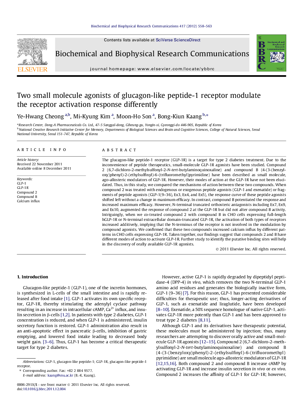 Two small molecule agonists of glucagon-like peptide-1 receptor modulate the receptor activation response differently