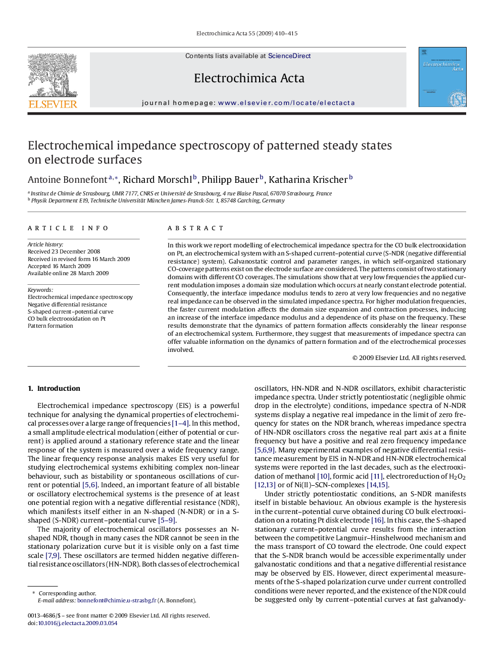 Electrochemical impedance spectroscopy of patterned steady states on electrode surfaces