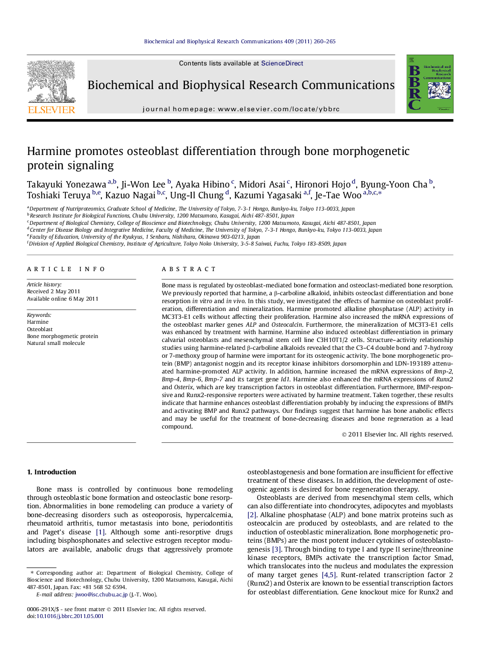 Harmine promotes osteoblast differentiation through bone morphogenetic protein signaling