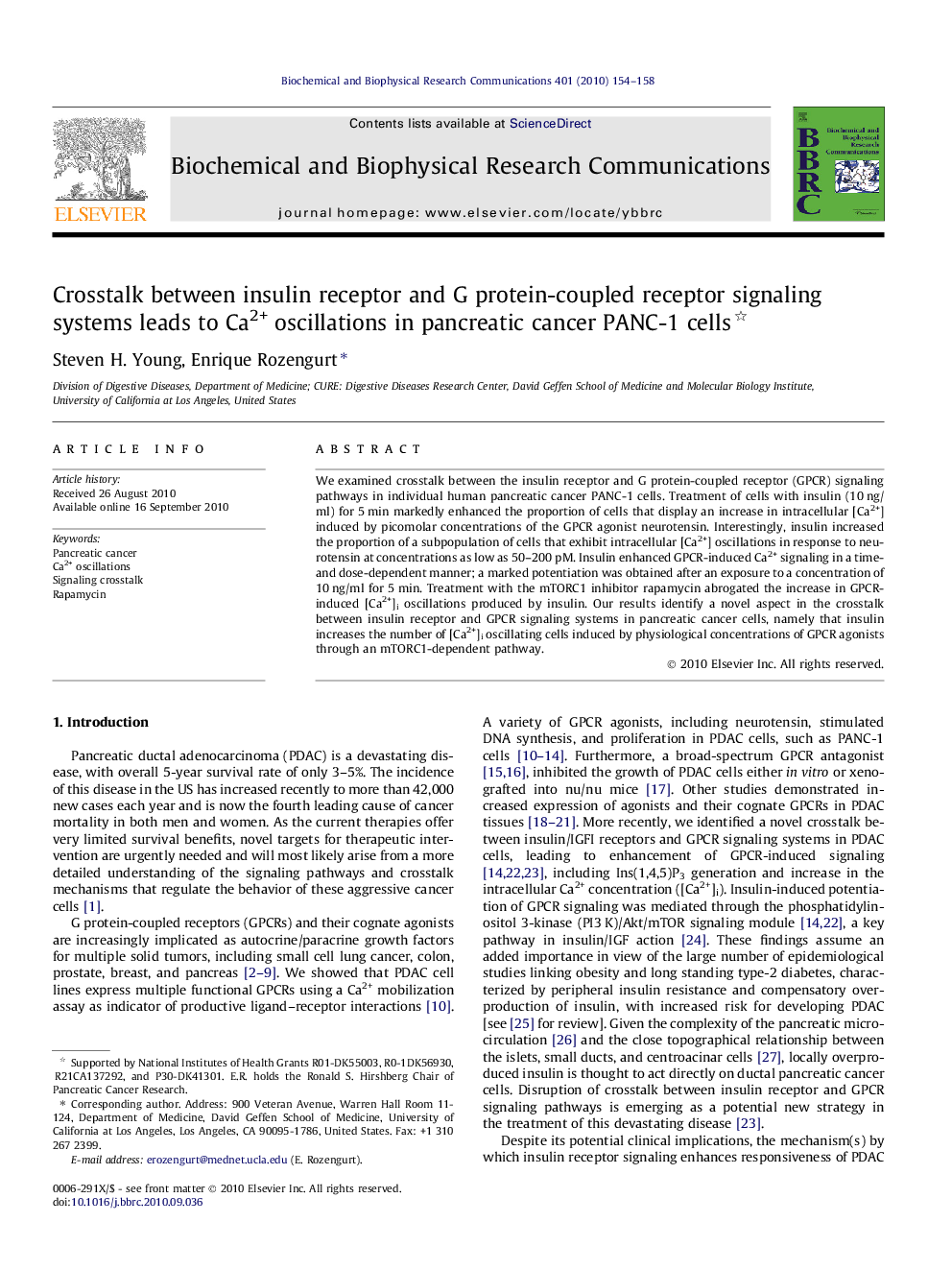 Crosstalk between insulin receptor and G protein-coupled receptor signaling systems leads to Ca2+ oscillations in pancreatic cancer PANC-1 cells 