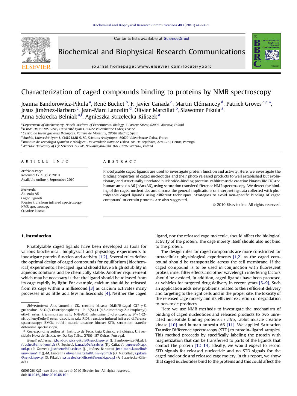 Characterization of caged compounds binding to proteins by NMR spectroscopy