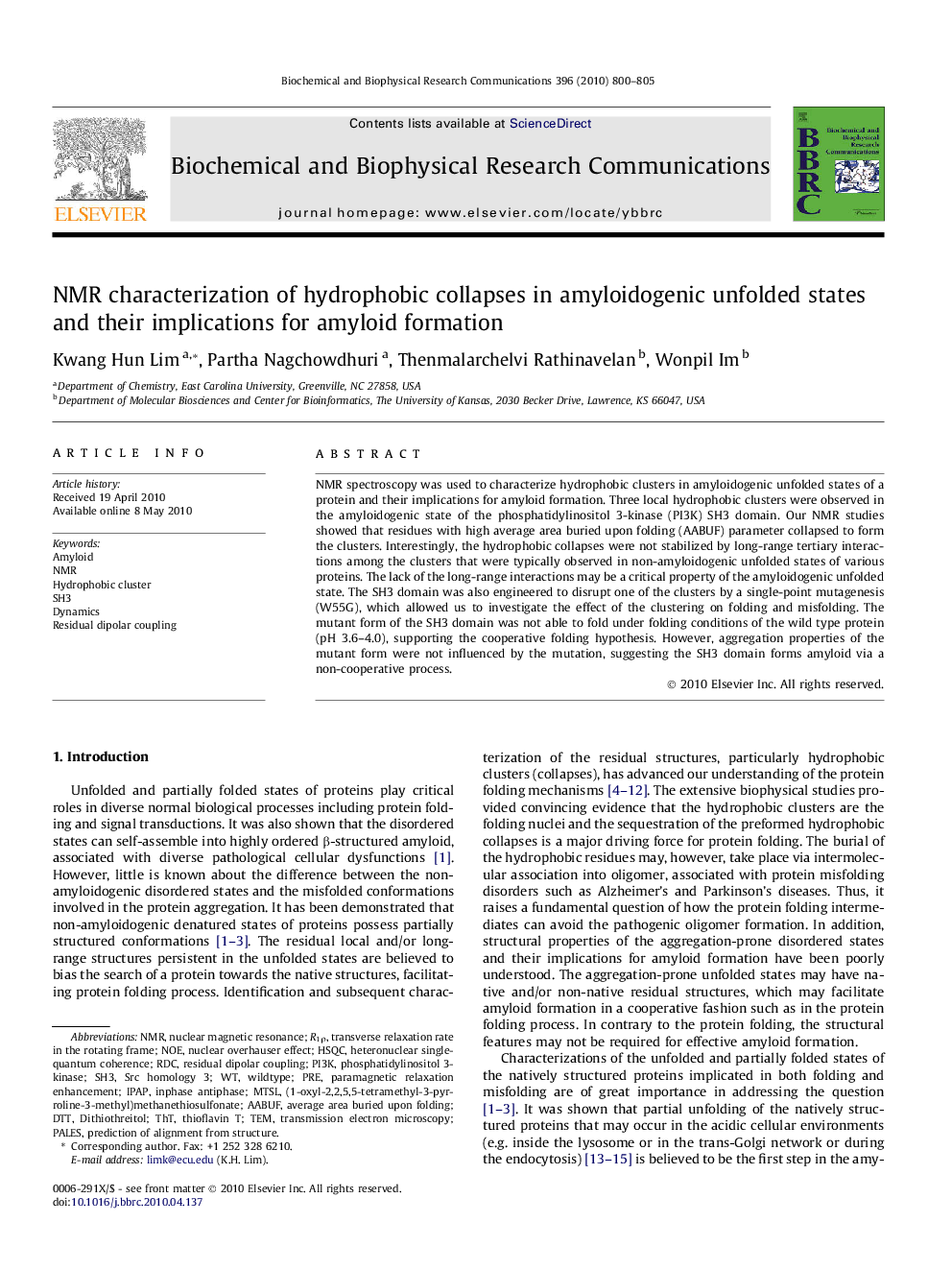 NMR characterization of hydrophobic collapses in amyloidogenic unfolded states and their implications for amyloid formation