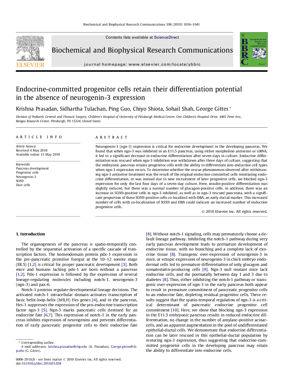 Endocrine-committed progenitor cells retain their differentiation potential in the absence of neurogenin-3 expression