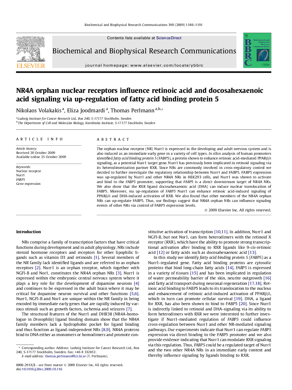 NR4A orphan nuclear receptors influence retinoic acid and docosahexaenoic acid signaling via up-regulation of fatty acid binding protein 5