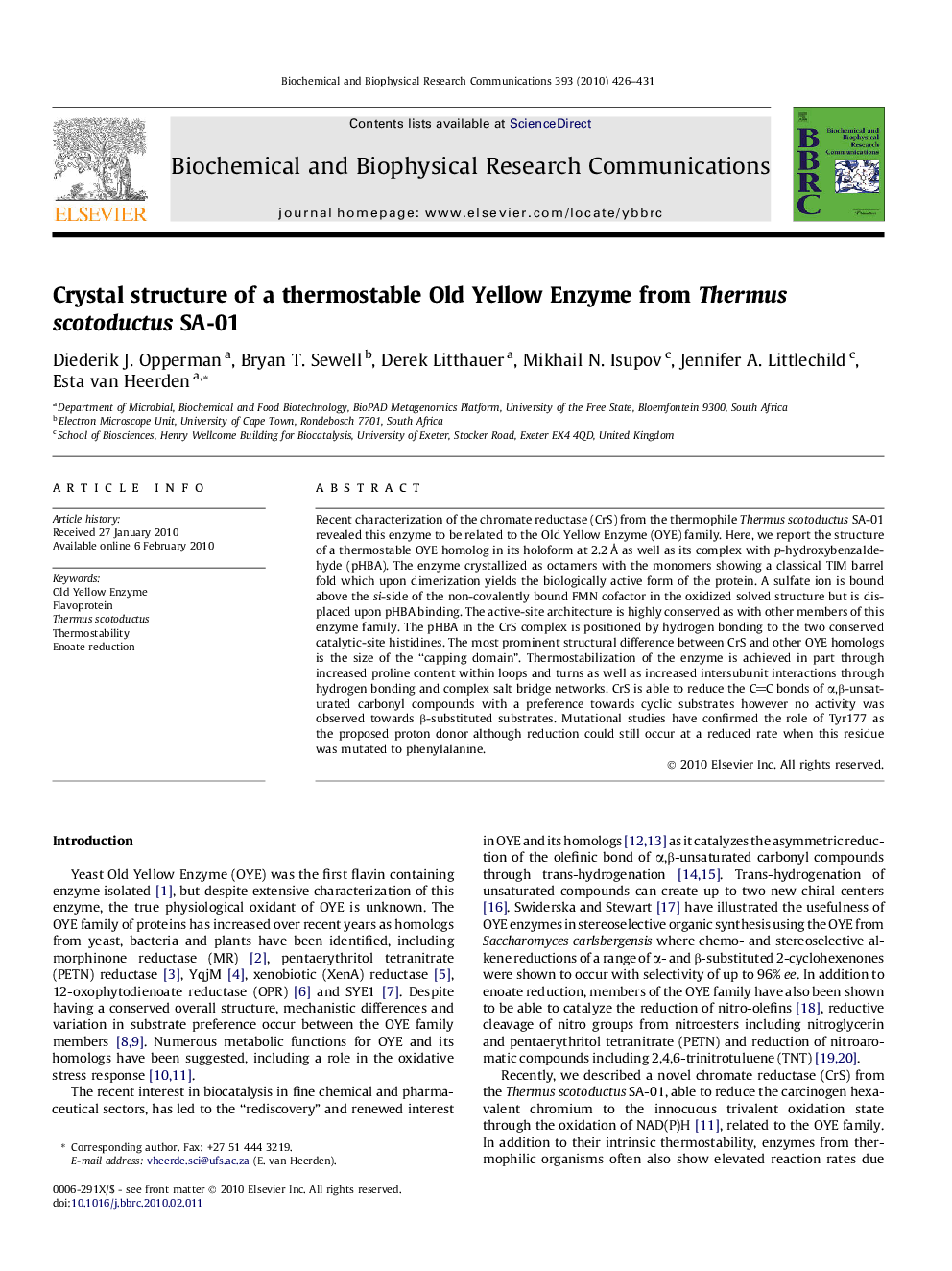 Crystal structure of a thermostable Old Yellow Enzyme from Thermus scotoductus SA-01