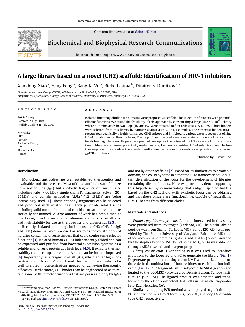 A large library based on a novel (CH2) scaffold: Identification of HIV-1 inhibitors