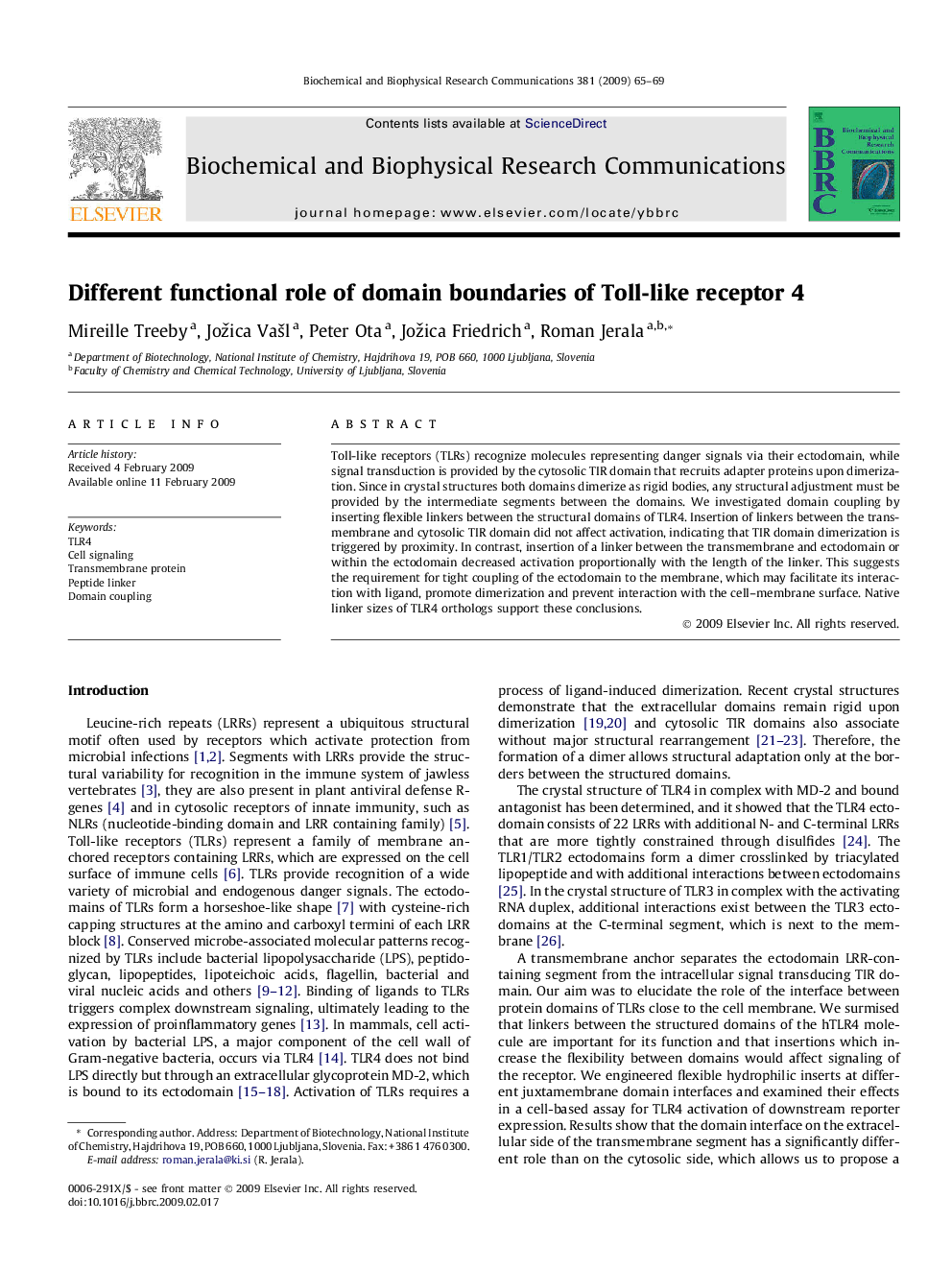 Different functional role of domain boundaries of Toll-like receptor 4