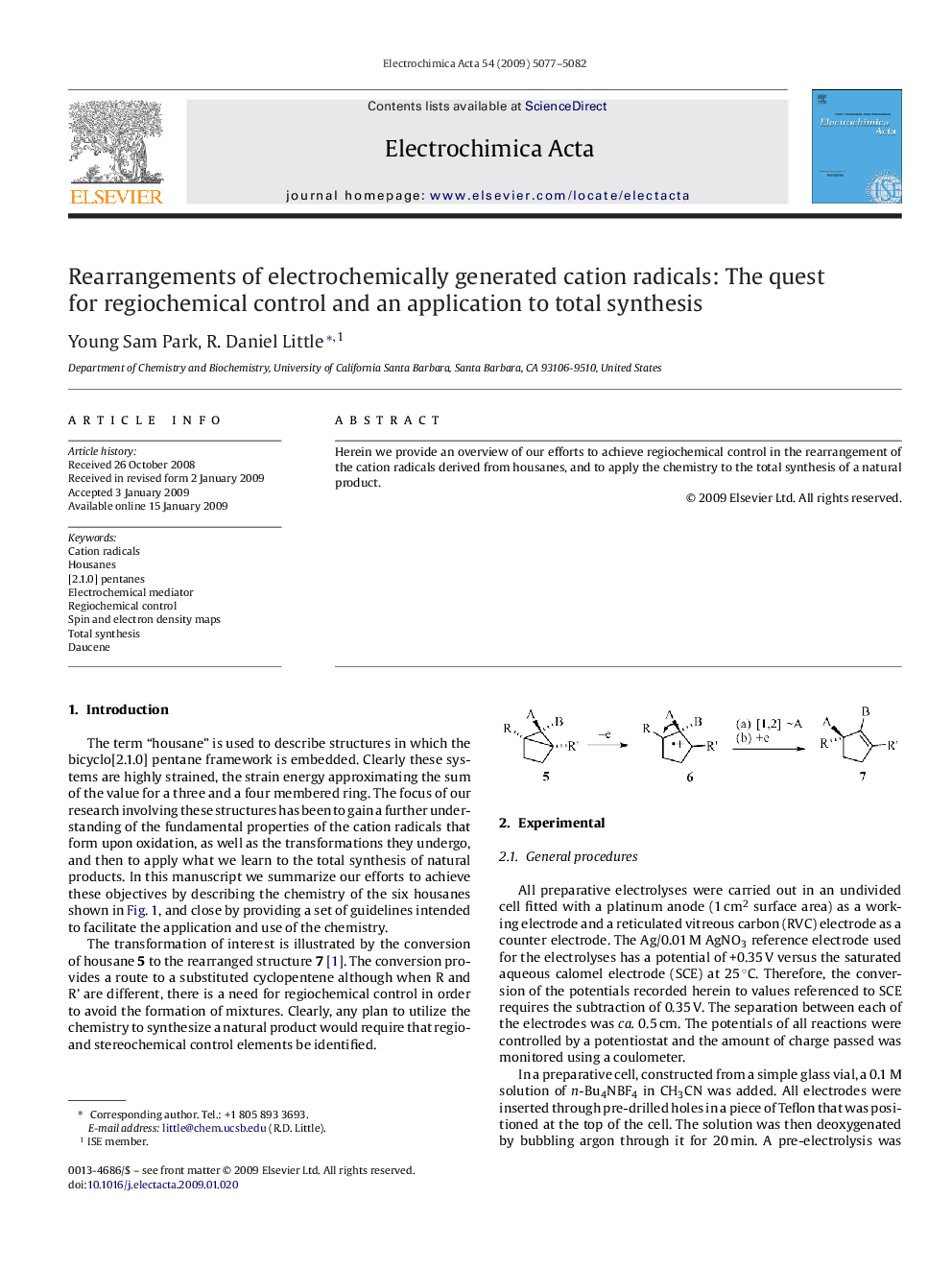 Rearrangements of electrochemically generated cation radicals: The quest for regiochemical control and an application to total synthesis