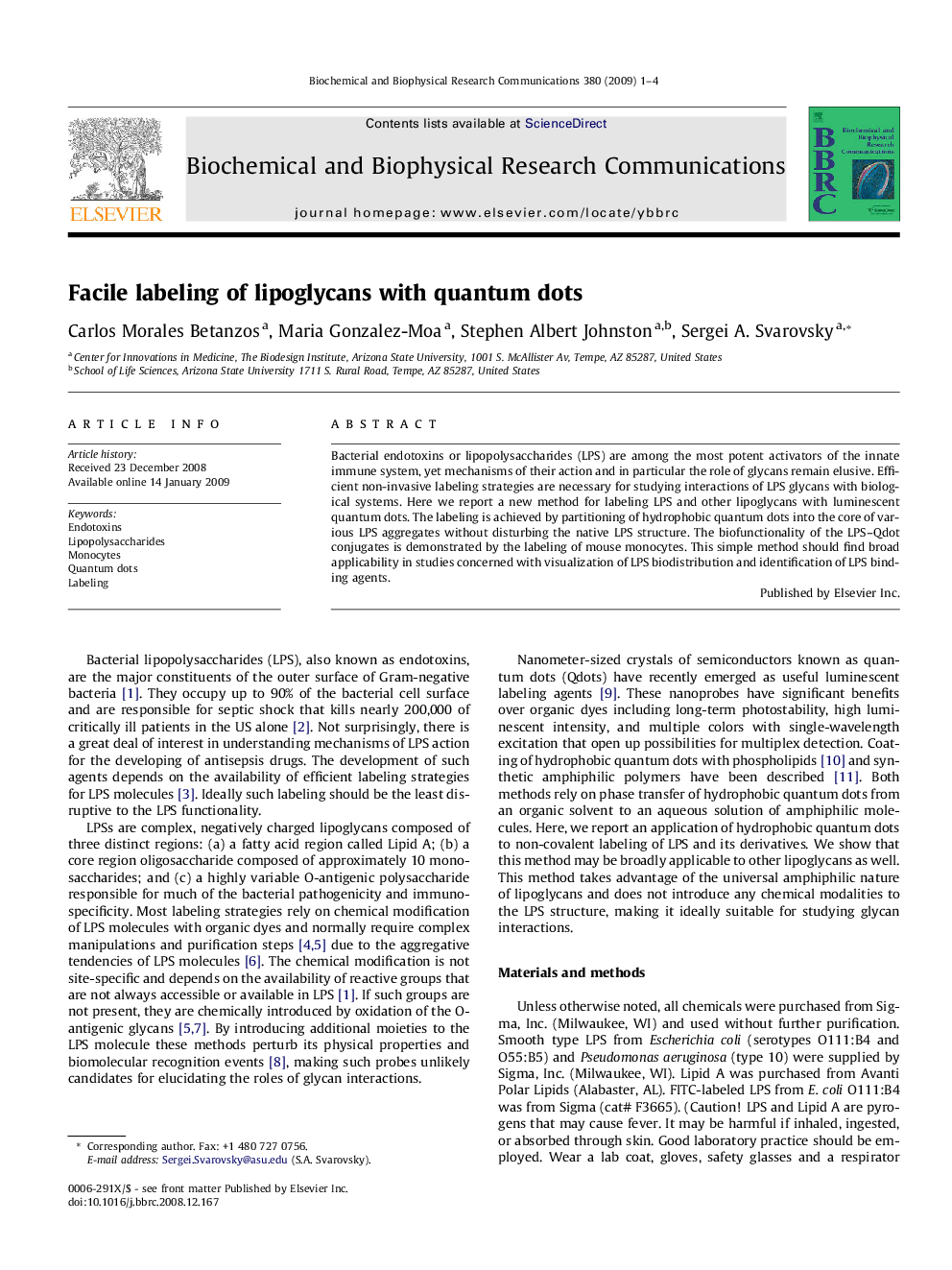 Facile labeling of lipoglycans with quantum dots